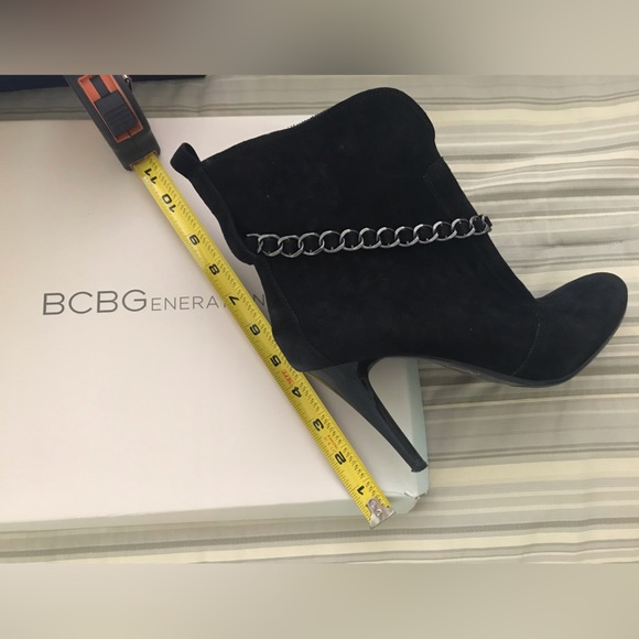 BCBGeneration Shoes - BCBG Dressy Black Suede Boots with Chain Detail